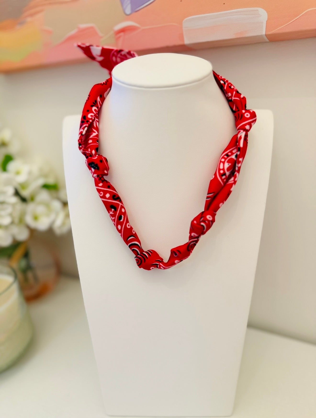The Knotted Red Bandana Scarf