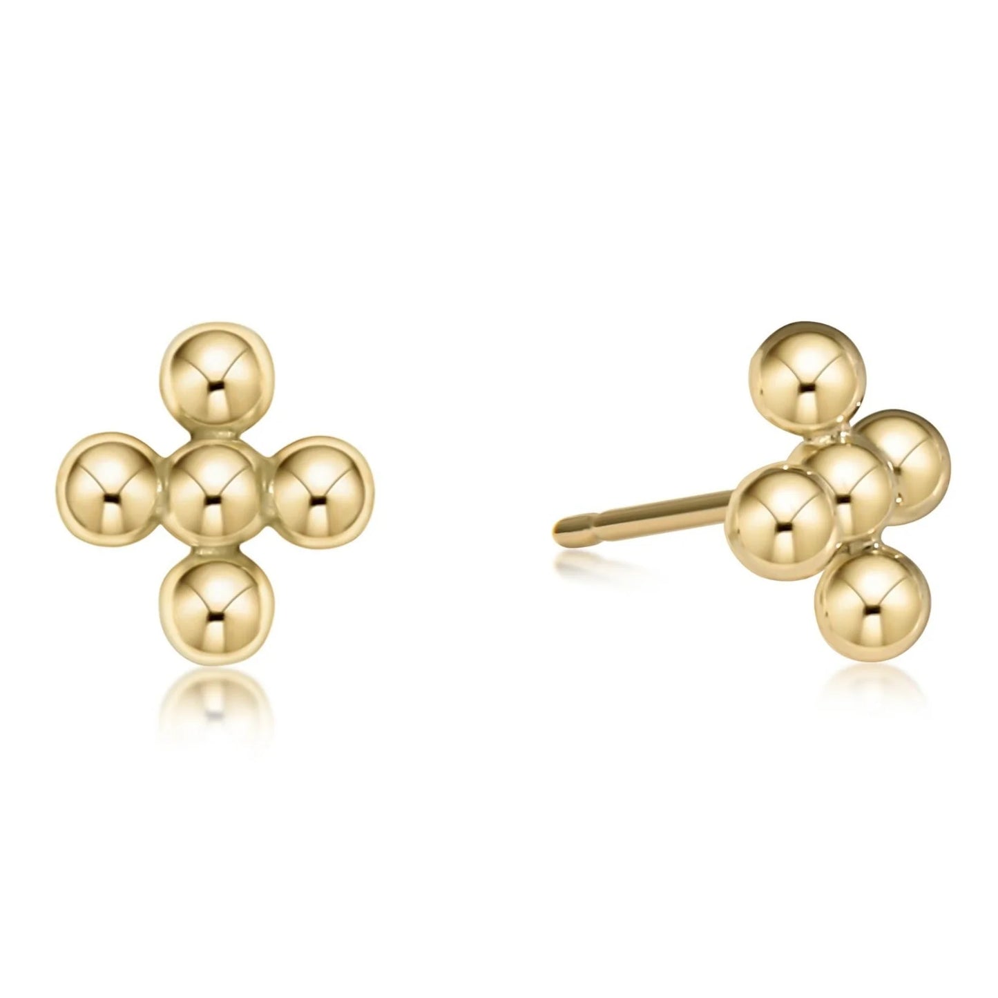 ENewton/ Signature Cross Beaded 4MM Gold Stud