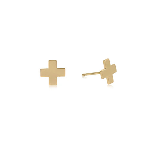ENewton/ Signature Cross Stud-Gold