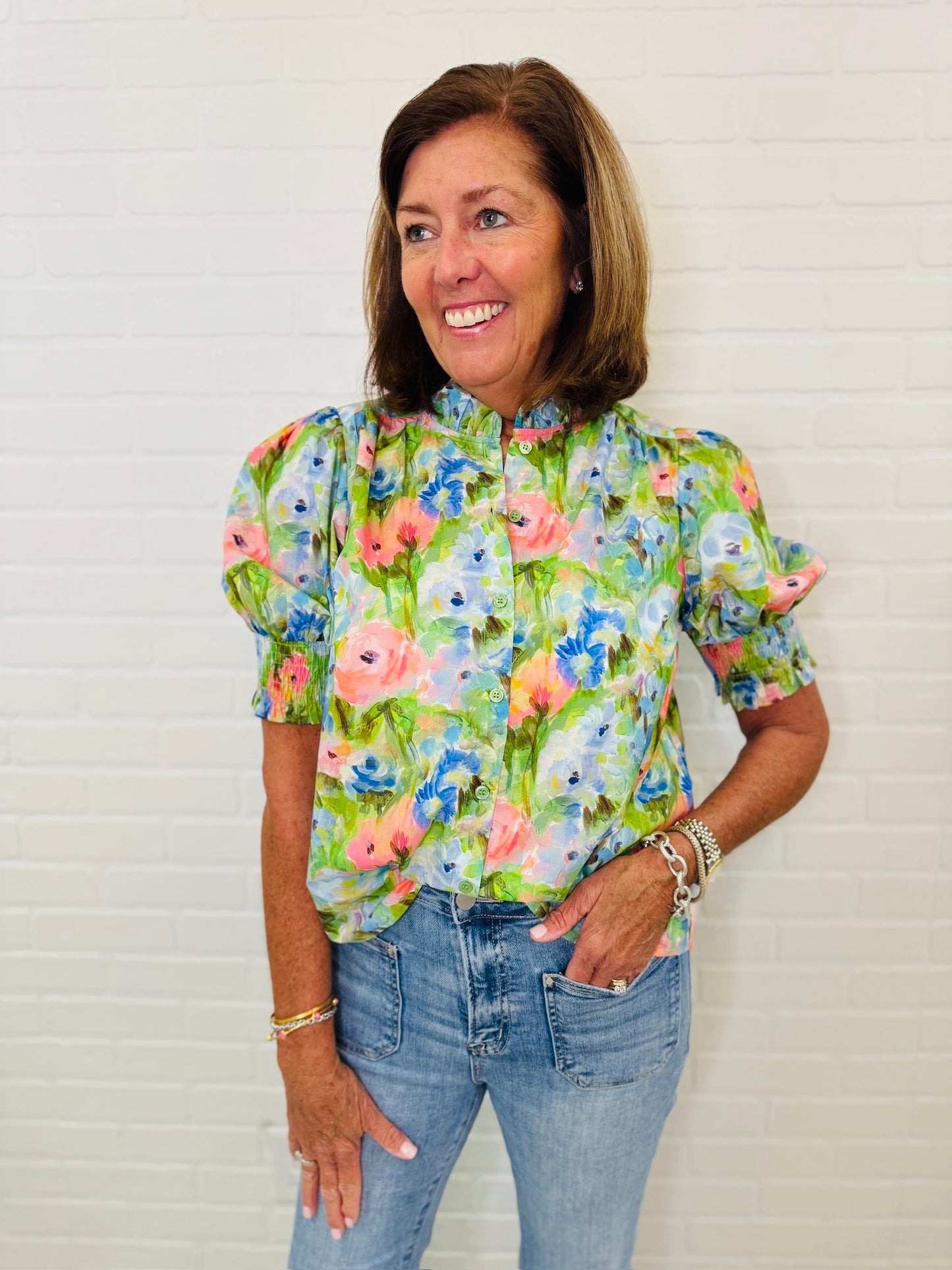 Joy + Joy/ Paint Ruffle Puff Blouse