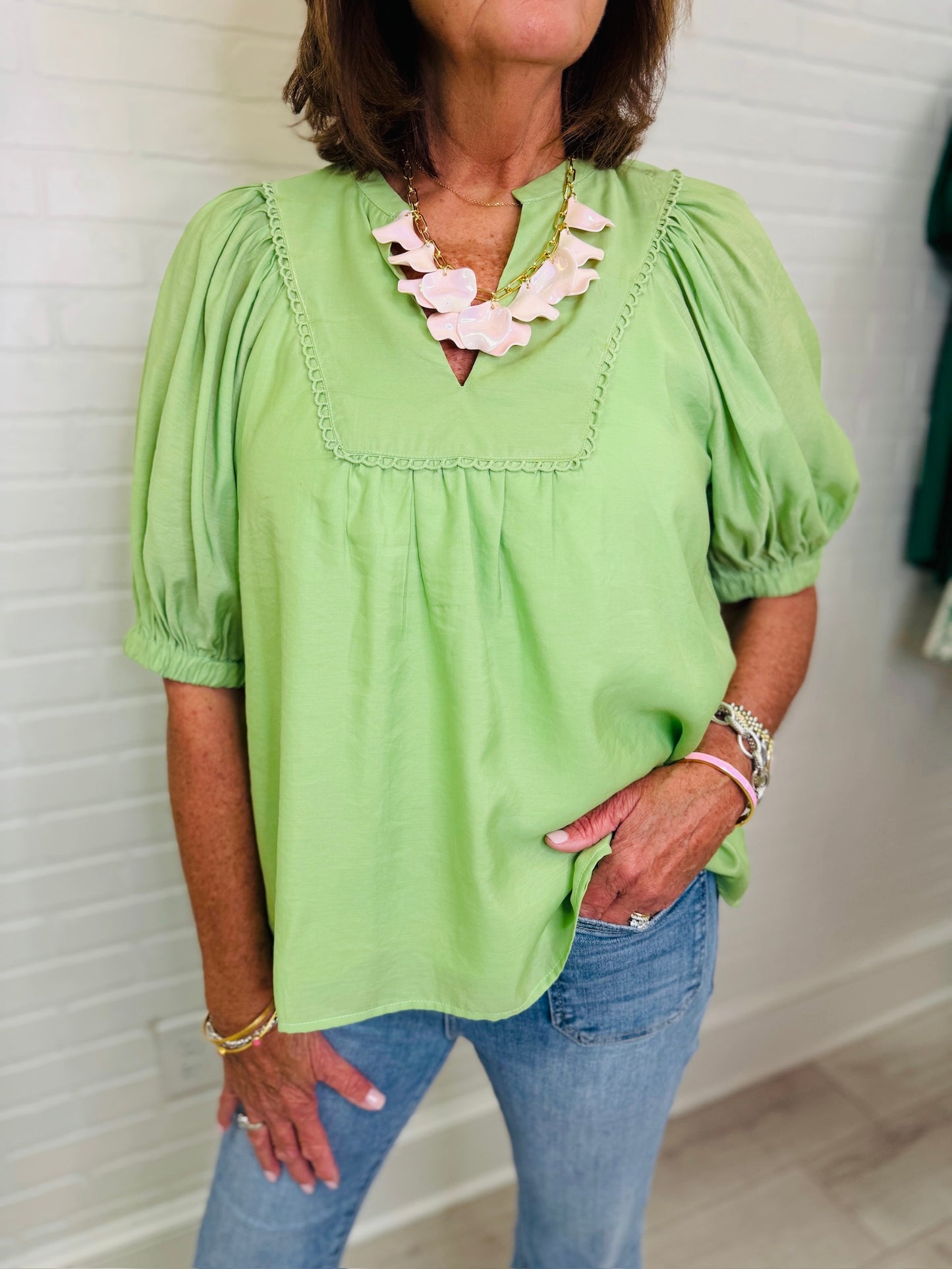Joy + Joy/ Front Yoke Trimmed Top