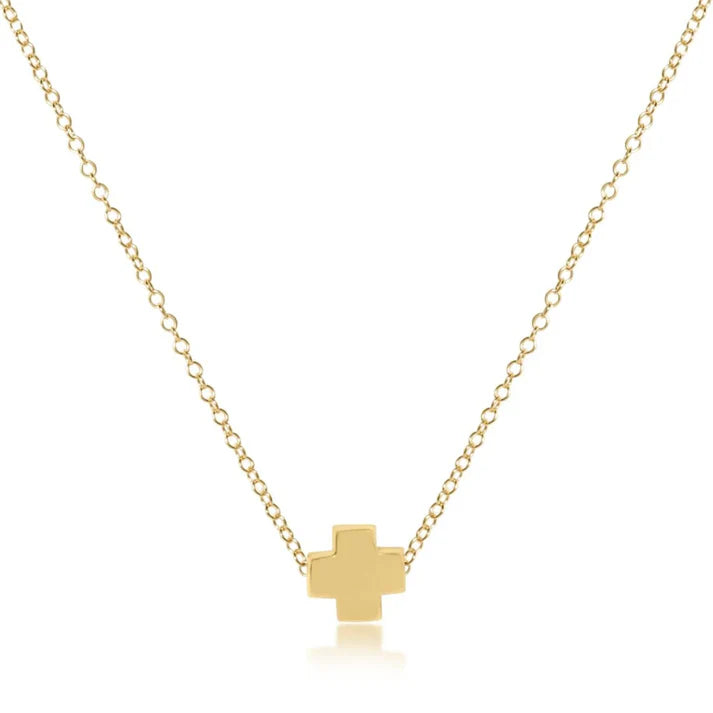 ENewton/ 16" Necklace Gold-Signature Cross Gold