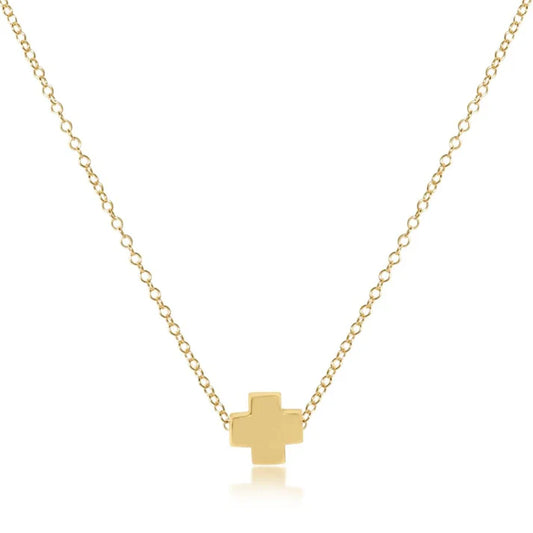 ENewton/ 16" Necklace Gold-Signature Cross Gold