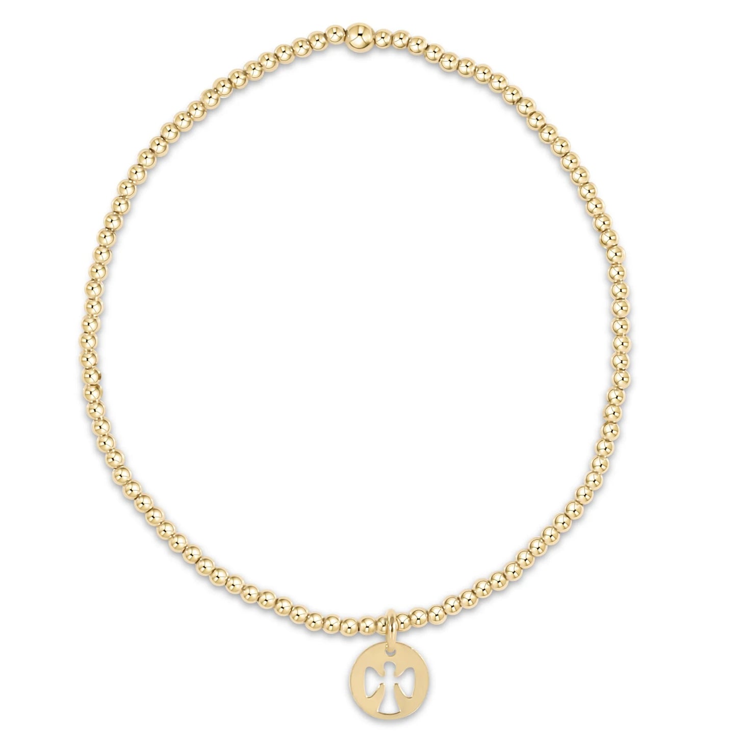 ENewton/ Classic Gold 2MM Bead Bracelet-Guardian Angel Small Gold Disc