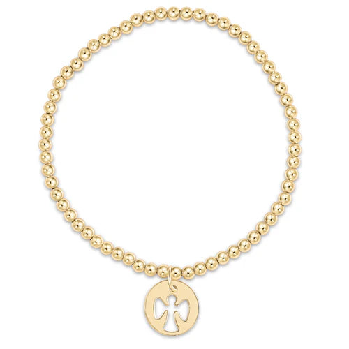 ENewton/ Classic Gold 3MM Bead Bracelet-Guardian Angel Gold Disc