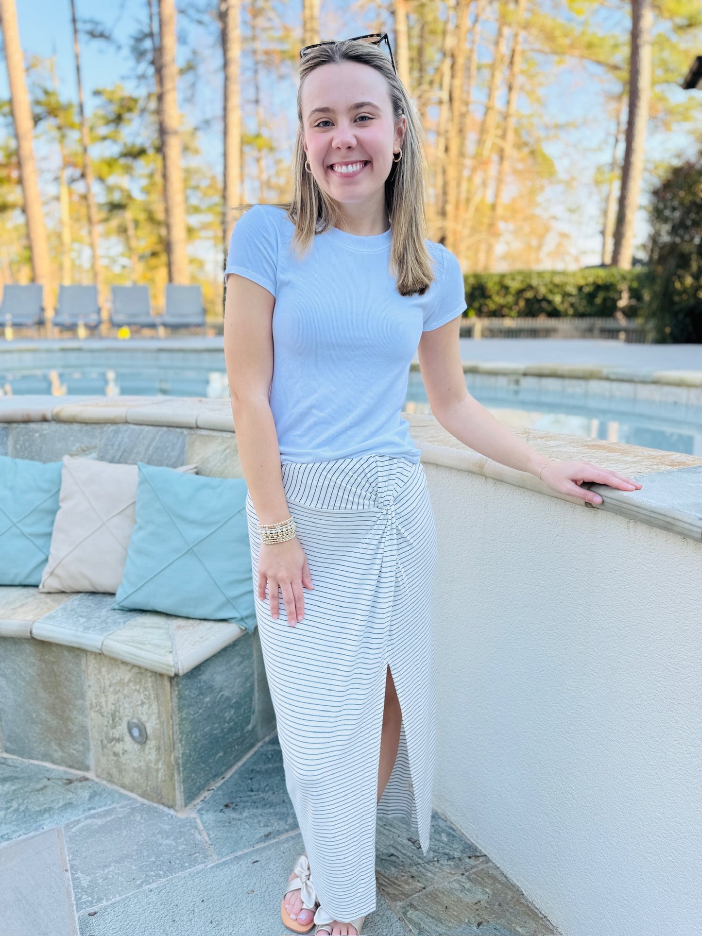 The Rylen Ribbed Midi Skirt-FINAL SALE