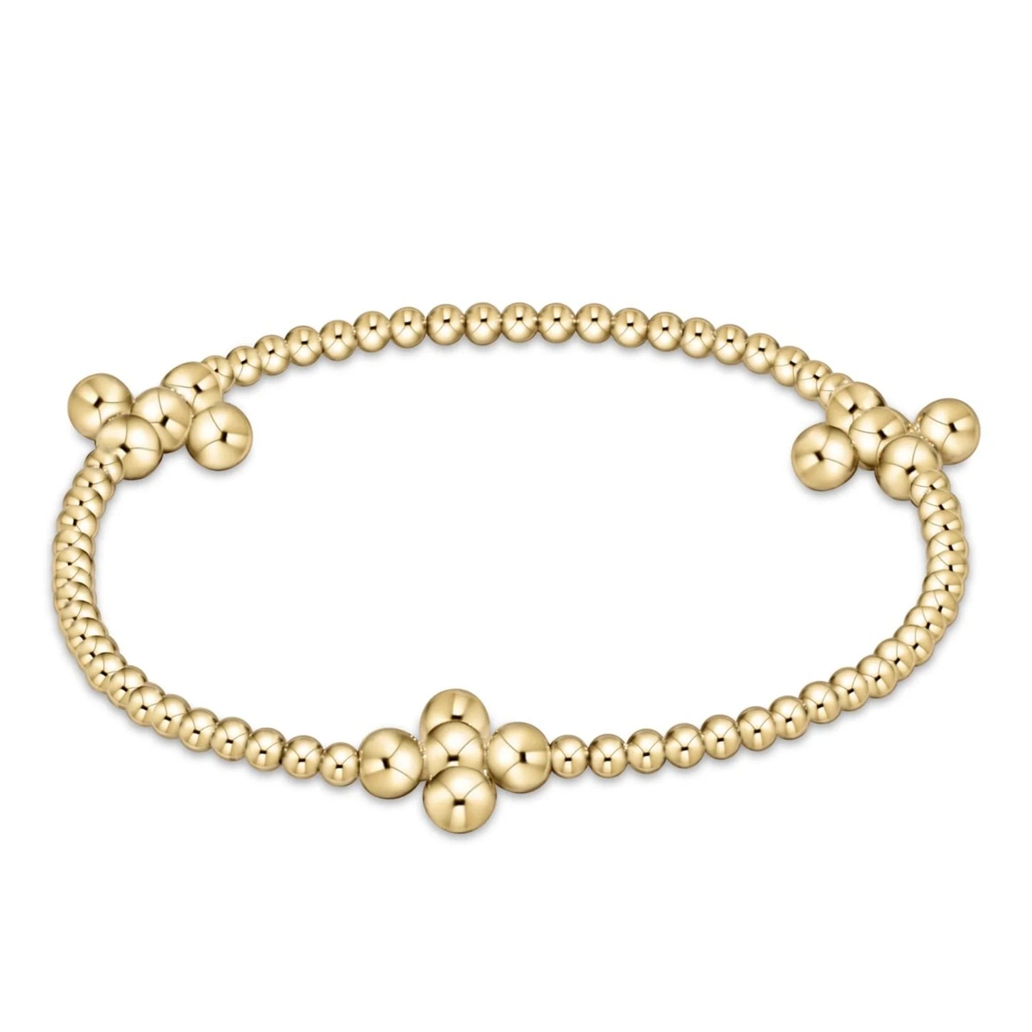 ENewton/ Signature Cross Gold Pattern 2.5MM Bead Bracelet-Classic Beaded Signature Cross Gold-4MM Bead Gold