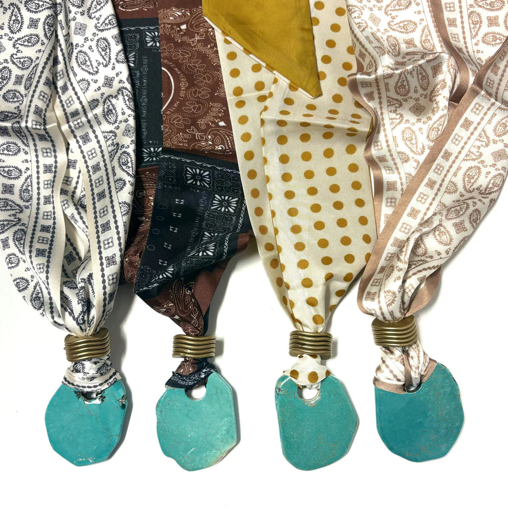 BPD/ The Cass Necklace/ White and Brown Bandana