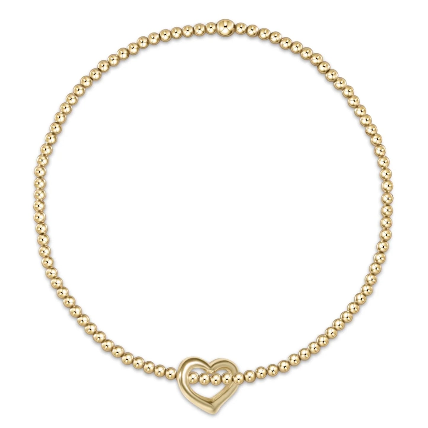 ENewton/ Classic Gold 2MM Bead Bracelet - Love Small Gold Charm