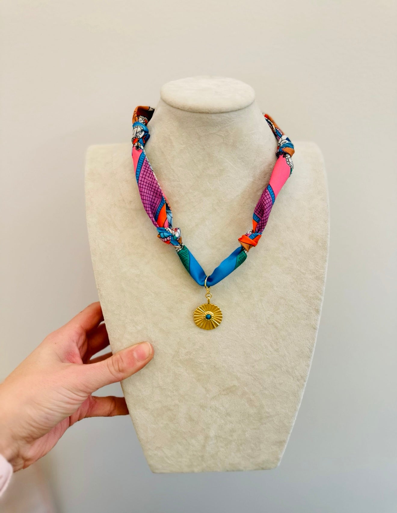 The Create Your Own Necklace-Scarf B-Turquoise Coin