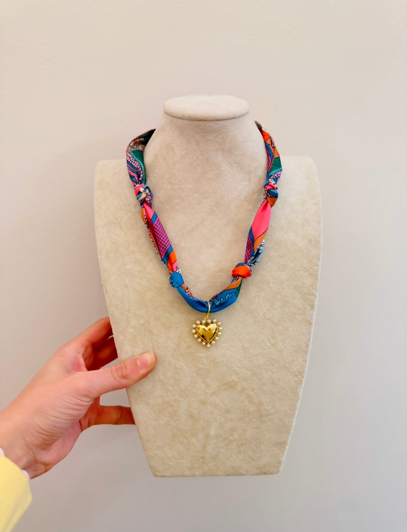 The Create Your Own Scarf Necklace-Pearl Heart