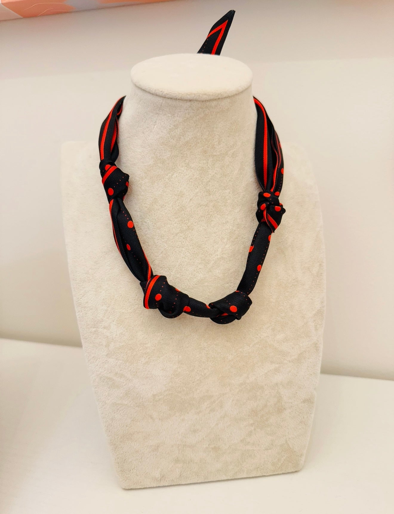 The Knotted Black + Red Dot Scarf