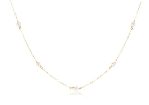 ENewton/ 15" Choker Simplicity Chain Gold-4MM Pearl