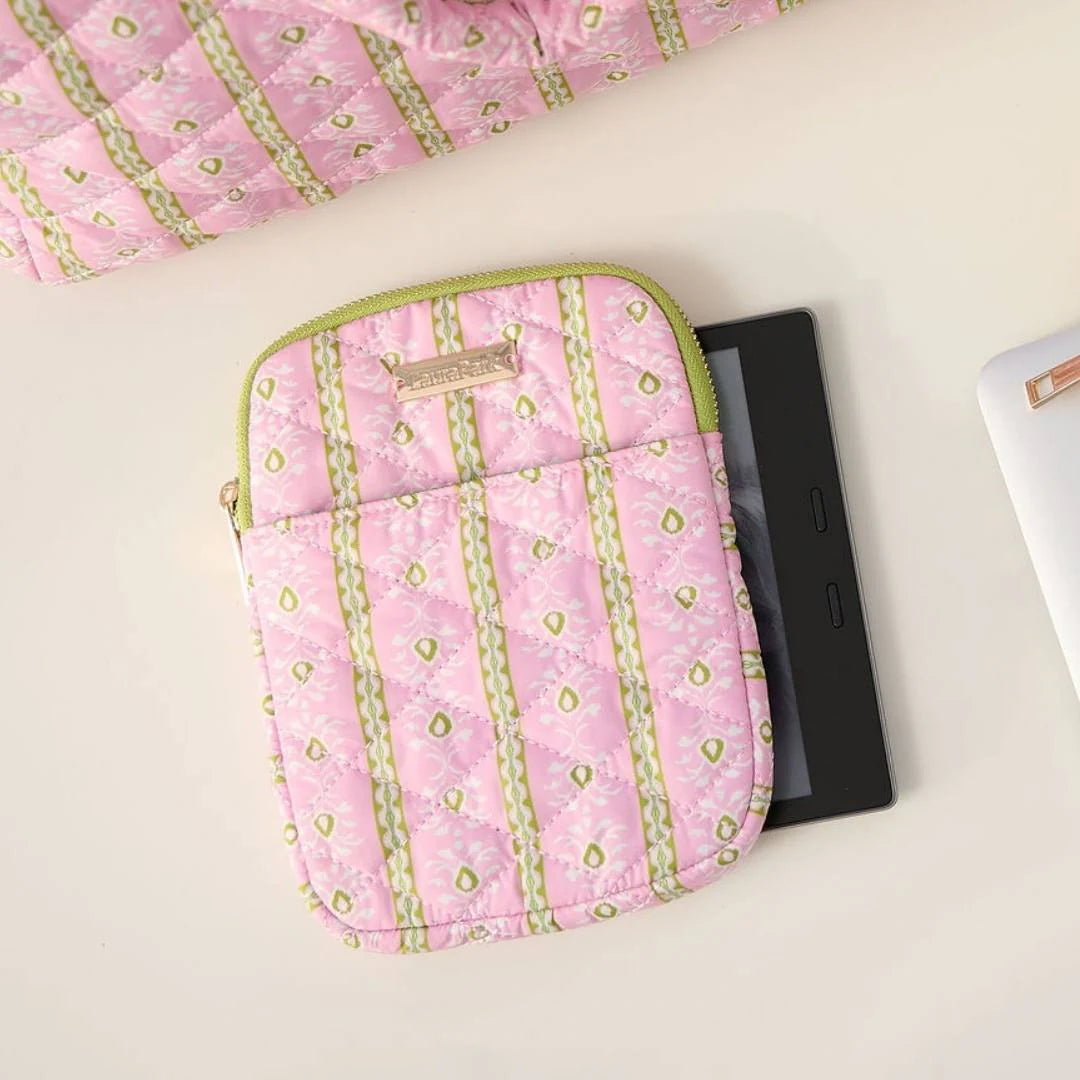 Laura Park/ Quilted E-Reader Case/ Rosemary Stripe Pink