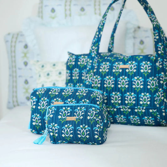 Laura Park/ Signature Large Cosmetic Bag/ Rosemary Indigo