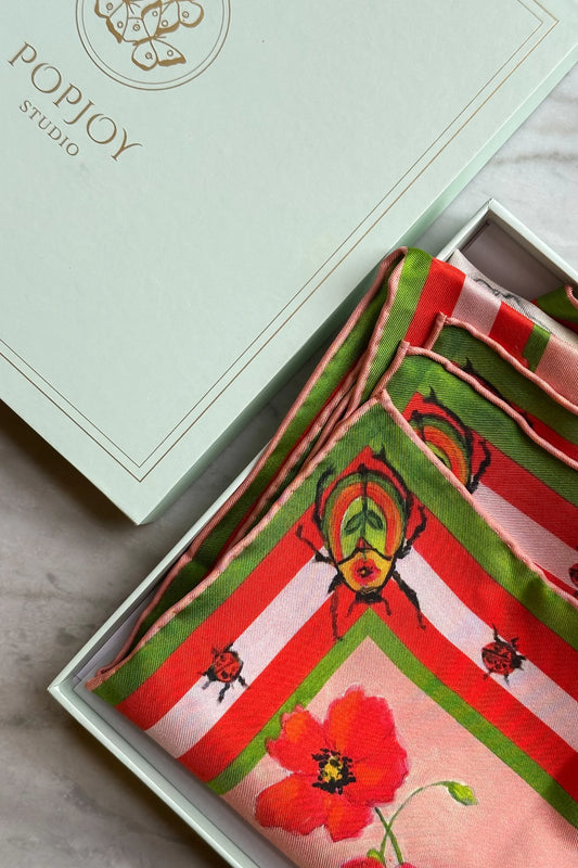 Poppy Cameo Silk Scarf