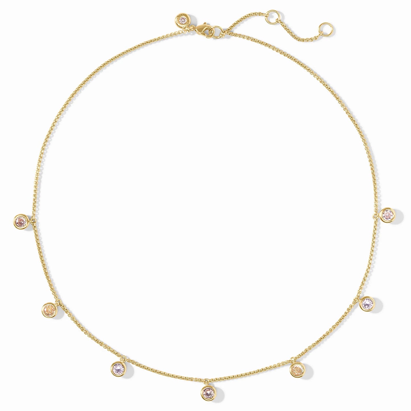 Julie Vos/ Rainbow Delicate Charm Necklace/ Champagne Radiance