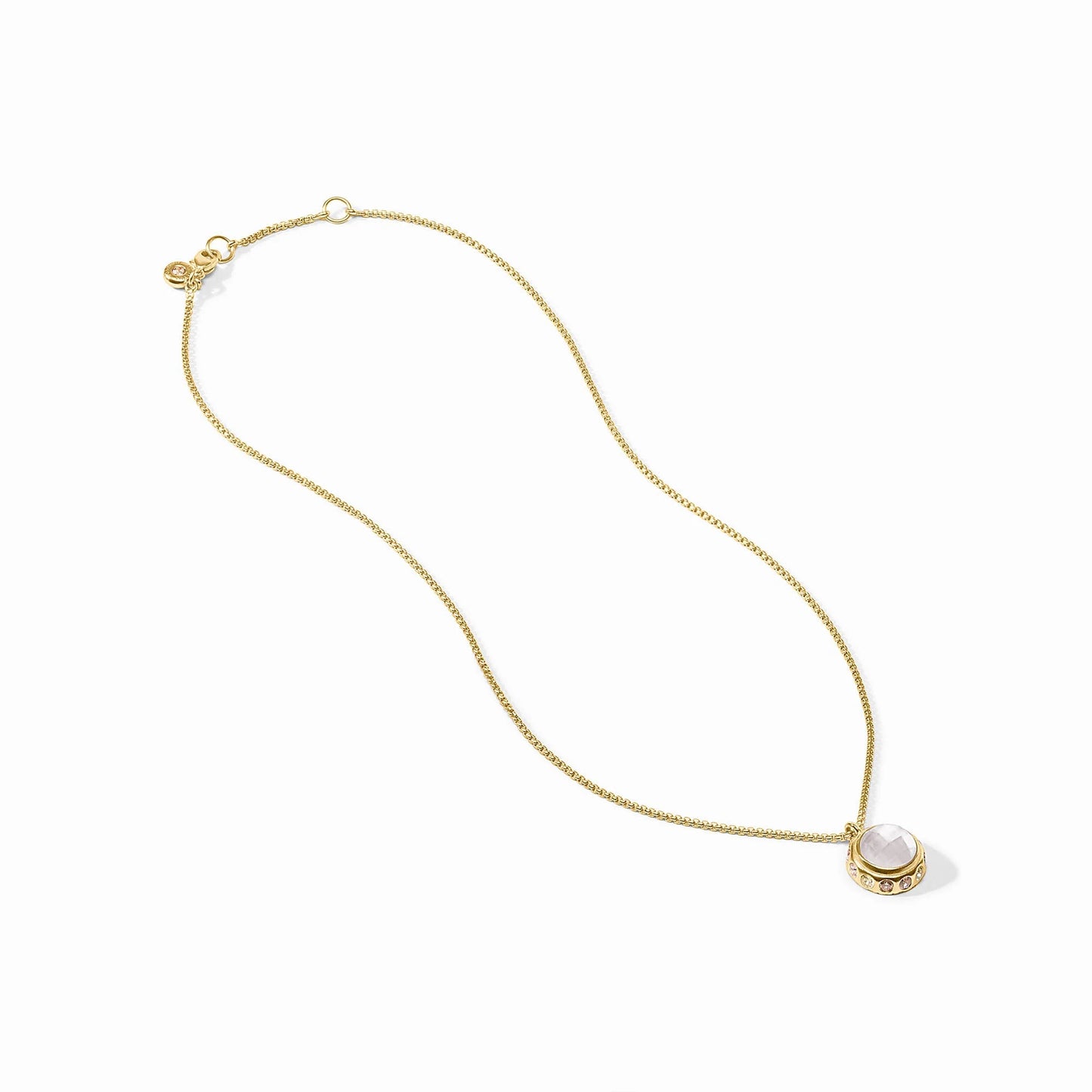 Julie Vos/ Rainbow Delicate Necklace/ Iridescent Clear Crystal