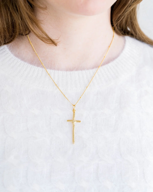 Susan Shaw/ Dainty Tall Cross Necklace