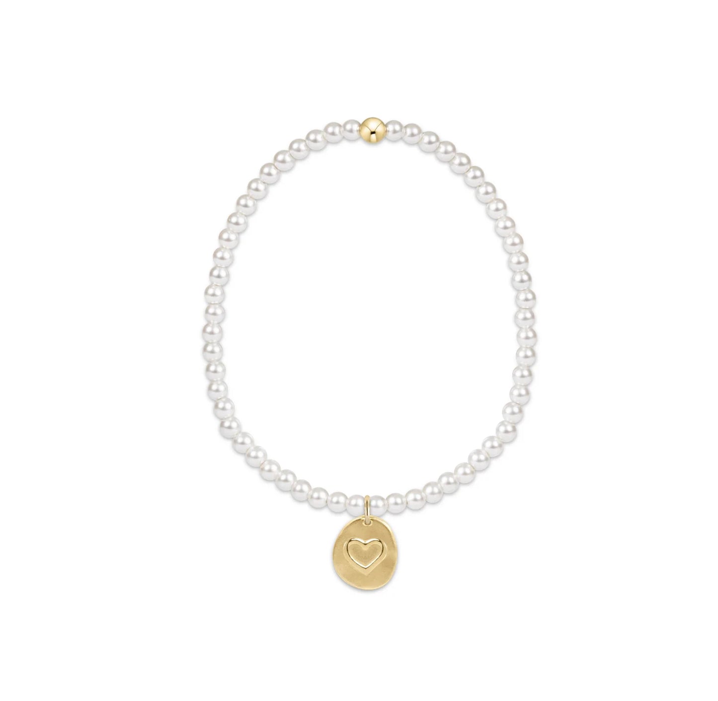 ENewton/ Classic Pearl 3mm Bead Bracelet-Inspire Love Small Gold Charm