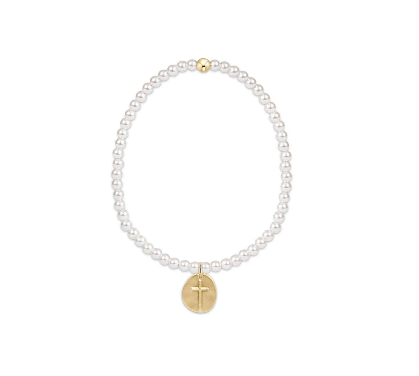 ENewton/ Classic Pearl 3mm Bead Bracelet-Inspire Small Gold Charm