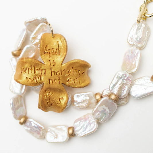 Hidden Truth Jewelry/ Rectangle Fresh Water Pearl Dogwood Flower