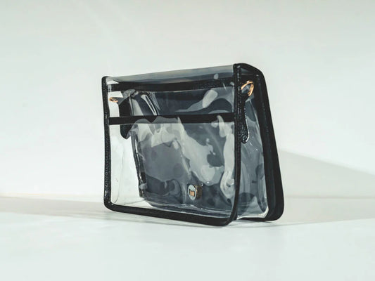 The Red + White Grid Clear Stadium Bag w/ Bulldog