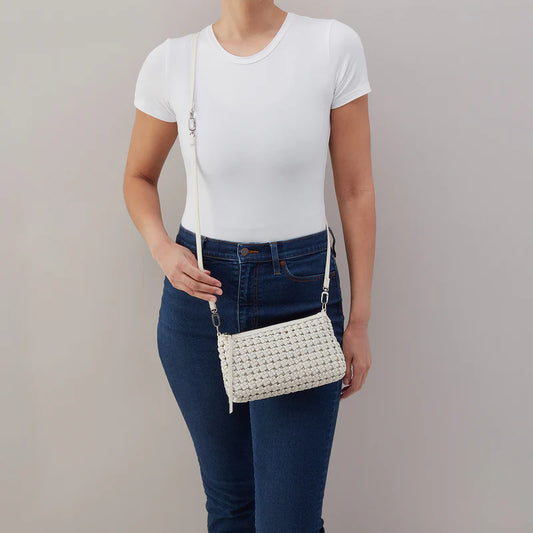 HOBO/ The Darcy Crossbody/ Woven Leather Whitecap