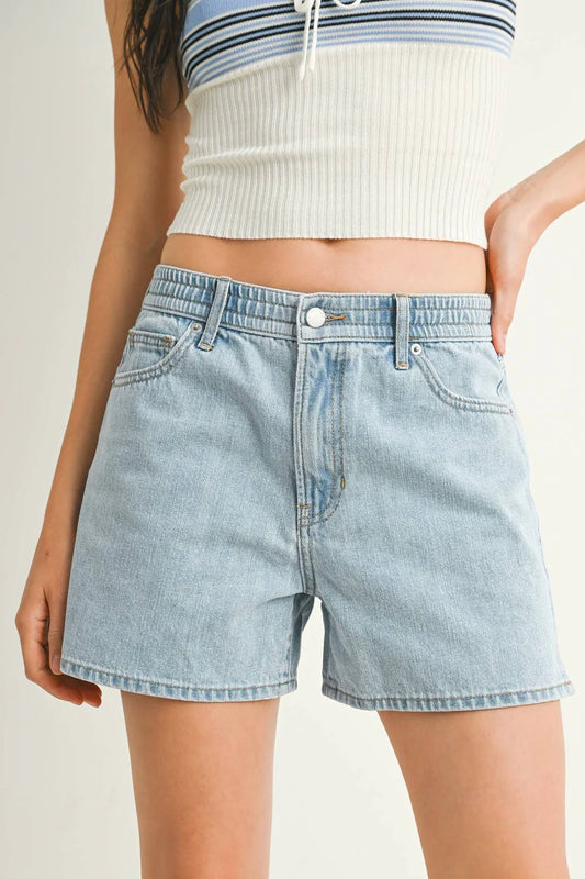 JUST USA/ Elastic Waist Mom Short/ FINAL SALE
