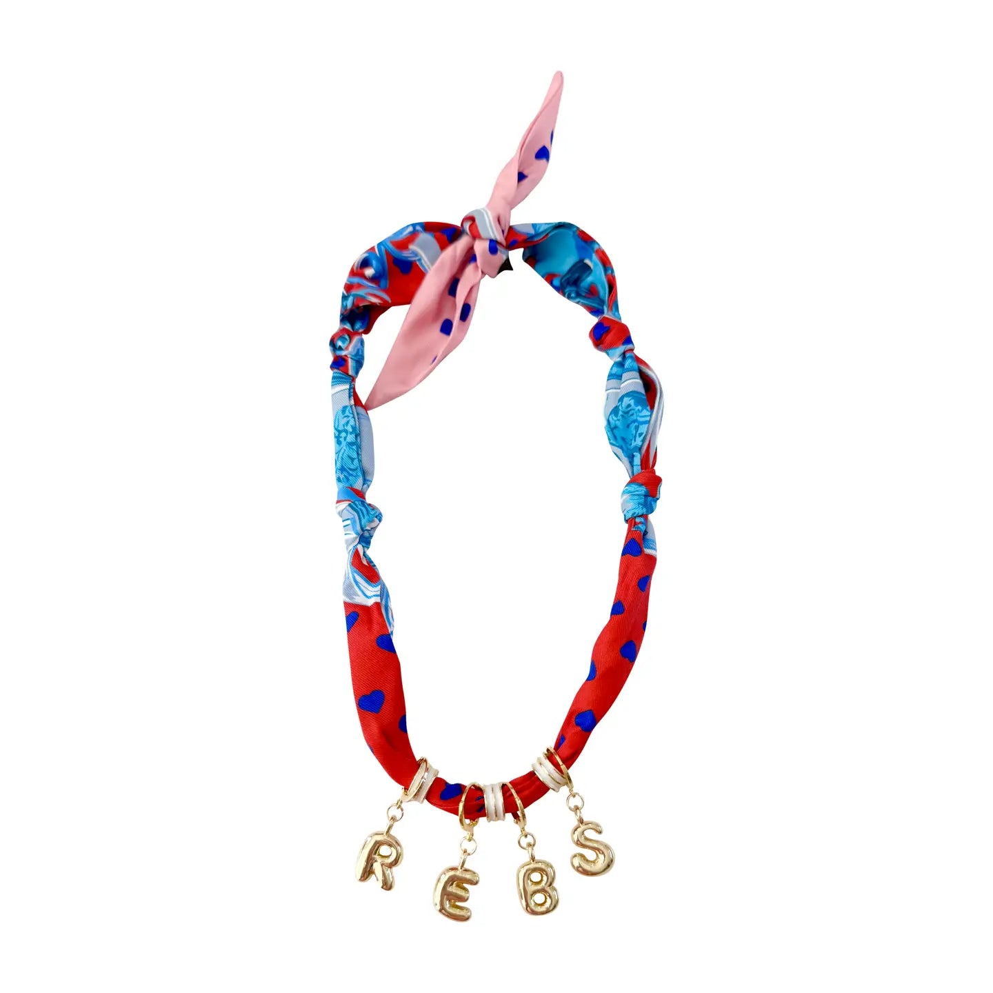 The Red + Blue Bubble Letter Scarf Necklace