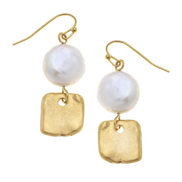 Susan Shaw/ Gold + Freshwater Pearl Earring