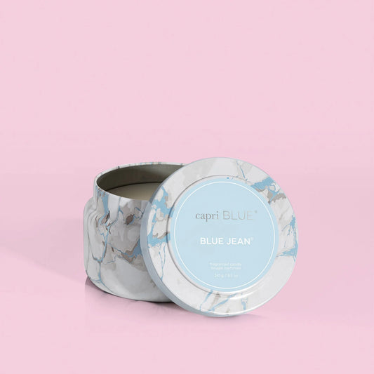Capri Blue/ Marble Travel Tin/ Blue Jean