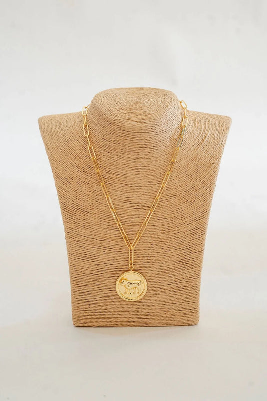 Lisi Lerch/ Bulldog 3D Disc Coin Necklace/ 18K Gold Plated