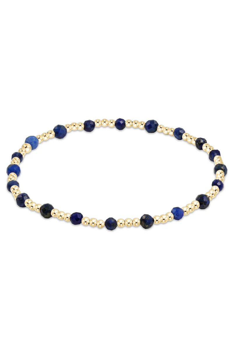 ENewton/ Gemstone Gold Sincerity Pattern 3MM Bead Bracelet-Lapis