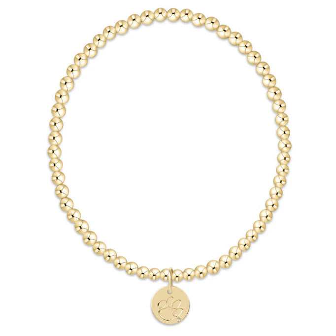 ENewton/ ECollegiate Classic Gold 3MM Bracelet-Clemson Disc