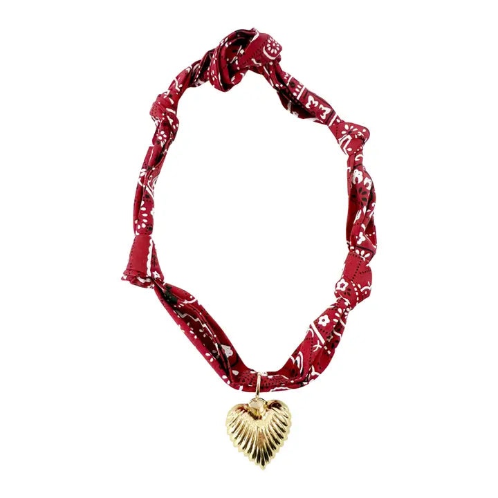 The Create Your Own Scarf Necklace-Red Bandana-Scallop Heart