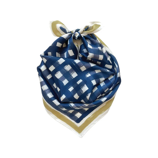 The Tailgate Check Scarf/ Navy + Gold