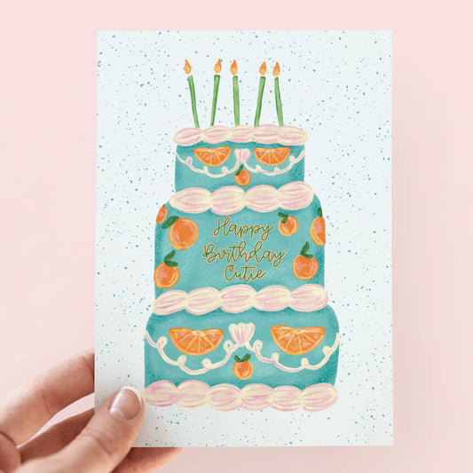 Happy Birthday Cutie Oranges Cake Greeting Card