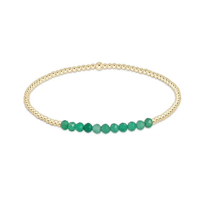 ENewton/ Gold Bliss 2MM Bead Bracelet/ Green Onyx