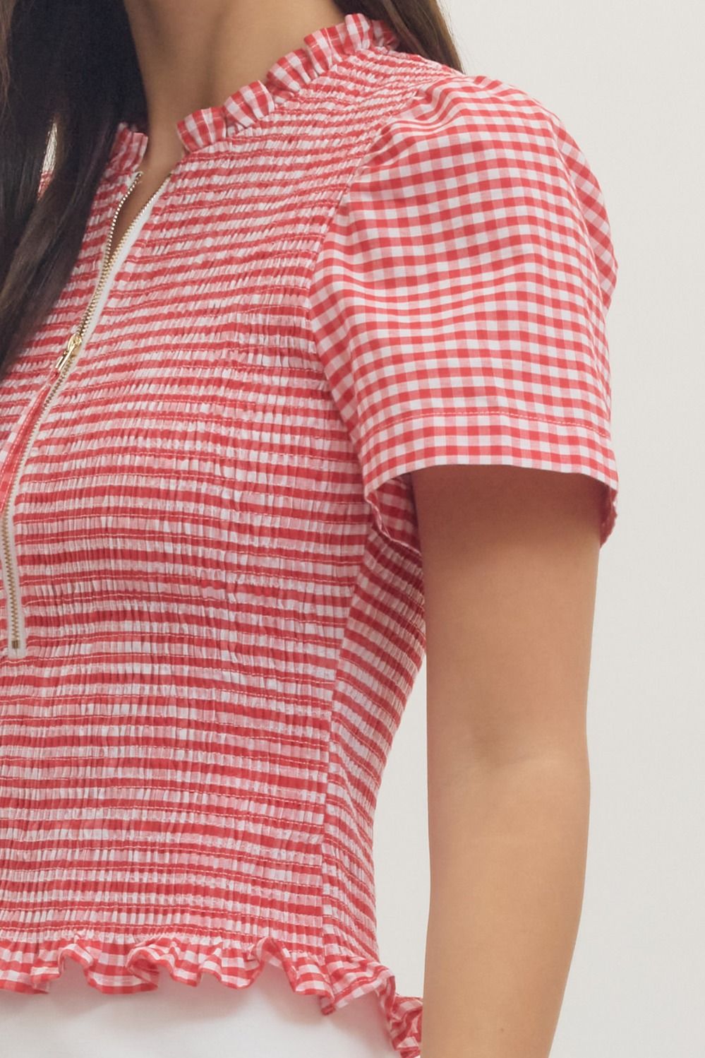 The Carlie Check Top