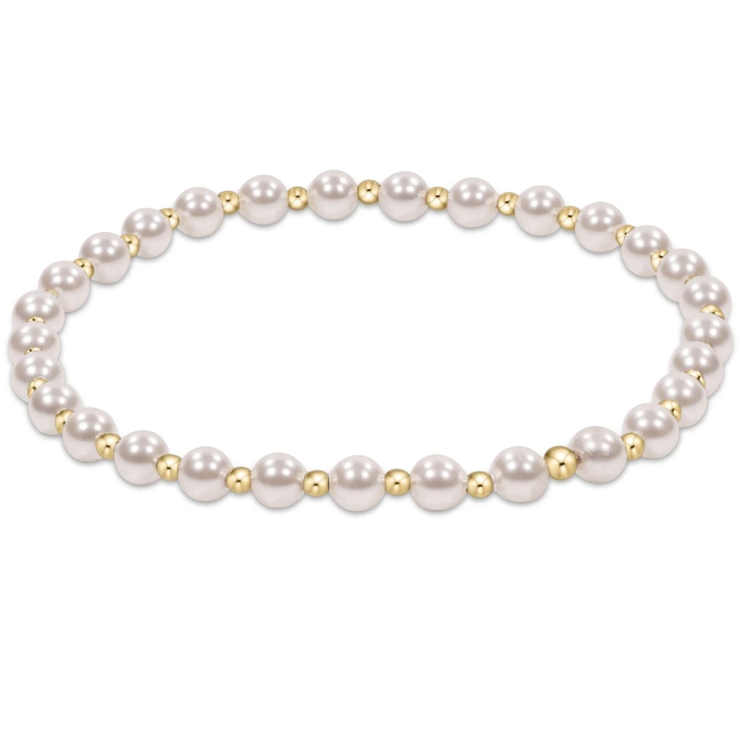 ENewton/ Extends/ Classic Grateful Pattern 4MM Bead Bracelet-Pearl