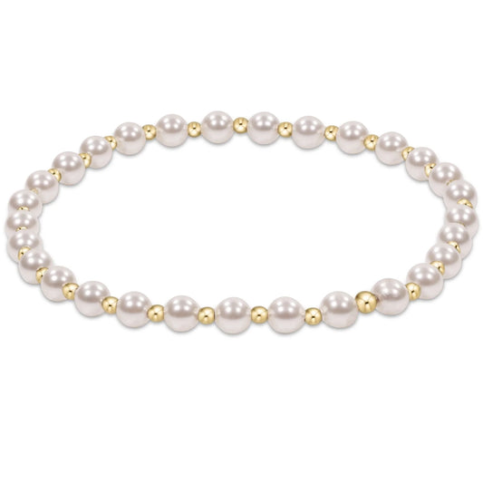 ENewton/ Extends/ Classic Grateful Pattern 4MM Bead Bracelet-Pearl