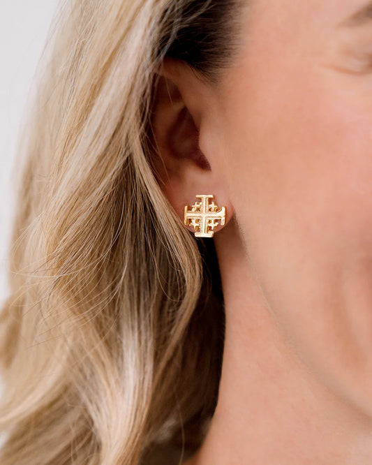 Susan Shaw/ Gold Multi Cross Stud Earring