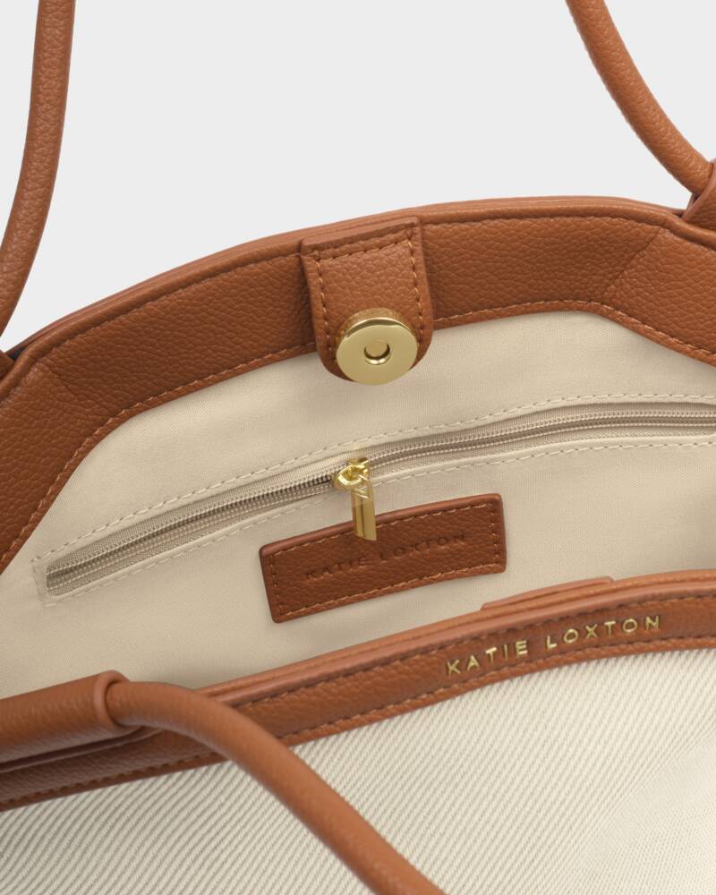 Katie Loxton/ The Florence Mini Tote Bag/ Canvas + Cognac