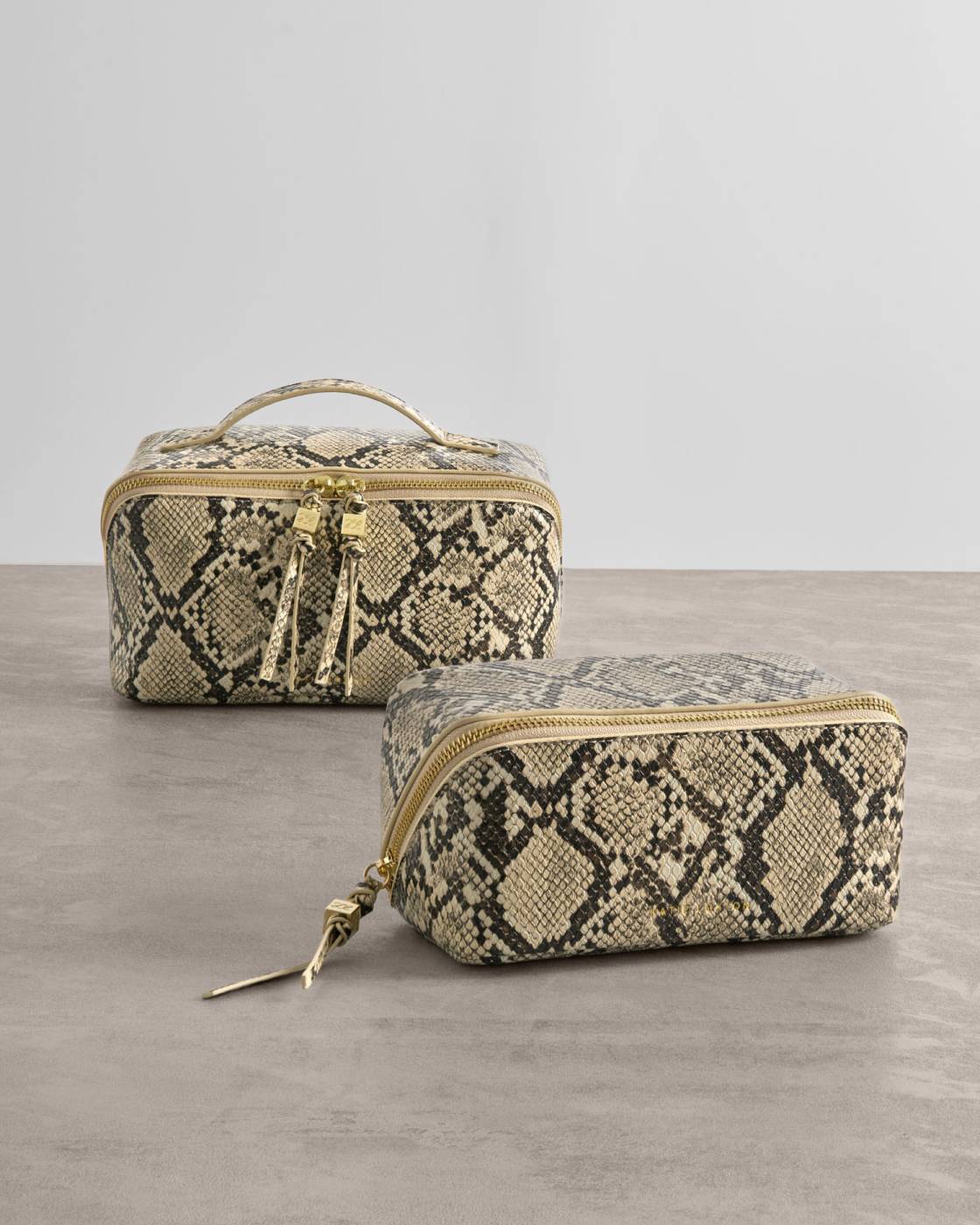 Katie Loxton/ The Fold-Out Mirror Makeup Bag/ Faux Snake