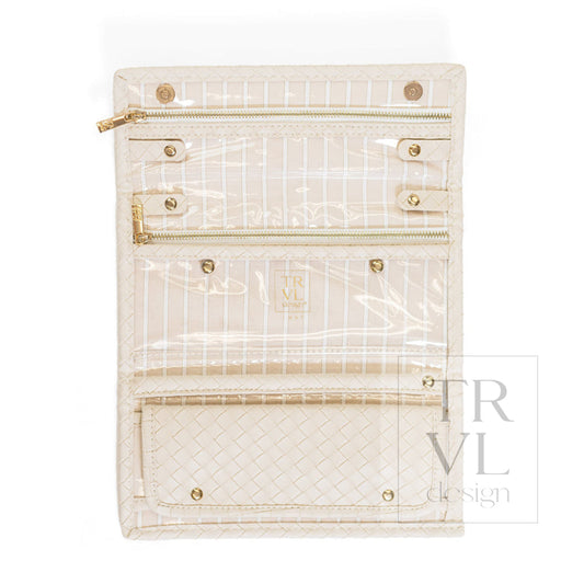 LUXE JEWELRY WALLET - WOVEN SAND - Jewelry Holders