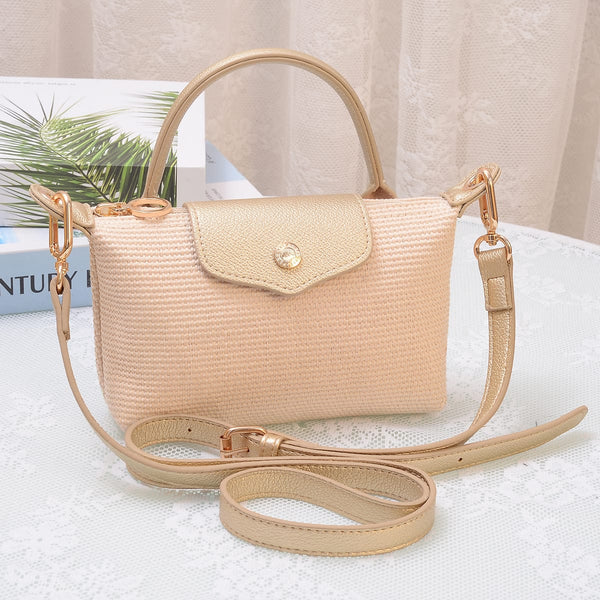 The Scottie Straw Crossbody/ Champagne Gold