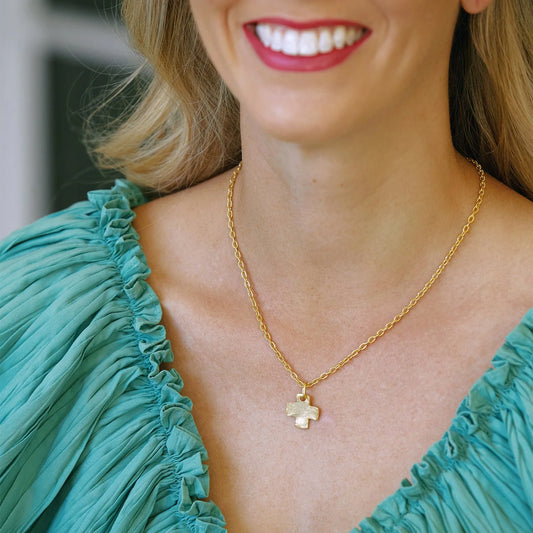 Susan Shaw/ Delicate Gold Cross Necklace