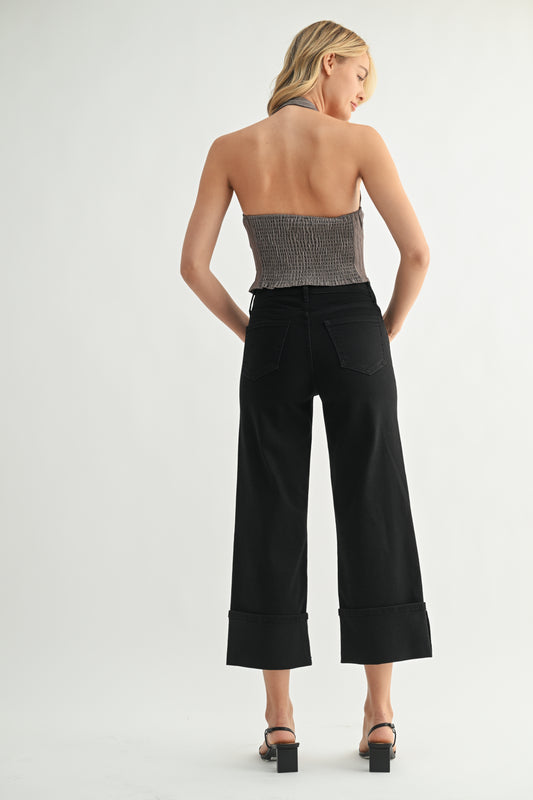 Just Black/ Petite Cuffed Slim Wide/ Black