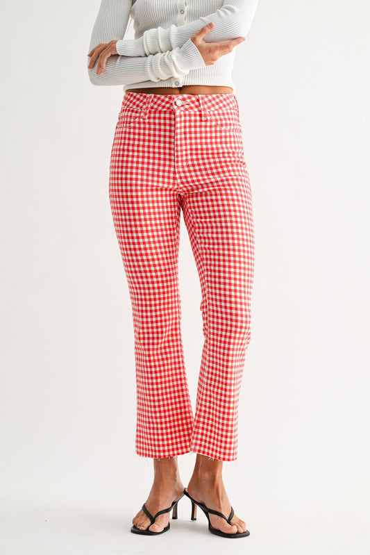 Just Black/ HR Tonal Crop Flare/ Red Gingham